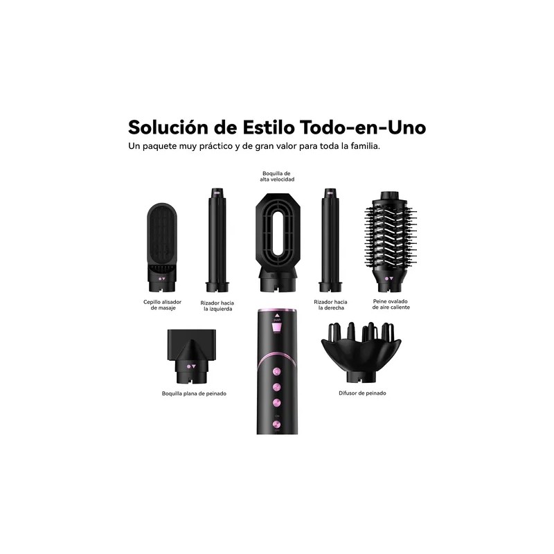 Secador De Pelo Alta Velocidad Profesional 7 En 1 Secador
