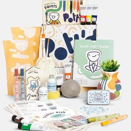 Pott'd Deluxe Home Pottery Kit - Paints + Pens: Regular Paints + Mineral Pens