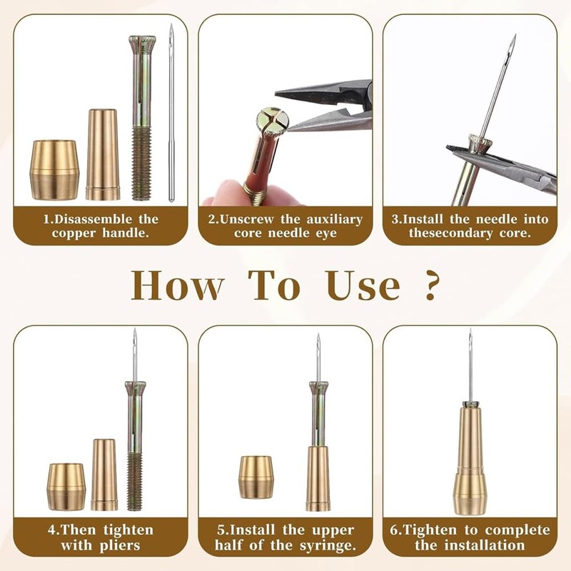 Snblzhef 9pcs Leather Sewing Awl Kit with Copper Handle with