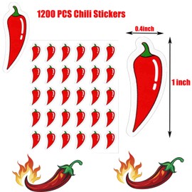1200PCS Red Chili Stickers,Chili Cook Off Decoration,Spicy Stickers Self Adhesive Peel and Stick, Red Chili Peppers Sticker for Scrapbooking Chili Cook Off Decoration DIY Calendar Crafting