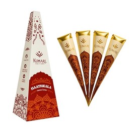 Plant Based Henna Paste Cones | Dark Reddish Brown Color With Tea Tree Oil | Hair Dye | Pack of 4 Each 25g