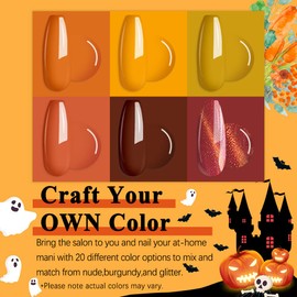 MIZHSE Gel Nail Polish: Fall Colors Gel Polish Set 18ml Large Capacity, Autumn and Winter Colors Pumpkin Orange Series Hot Yellow Red Soak Off Nail Art Gel Nail Kit Gift for Women