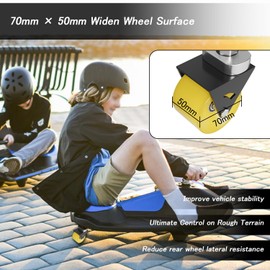 Upgrade Complete Caster Wheels Assembly Fit for Razor Crazy Cart XL DLX, 360° Widen Caster Wheel 70mm × 50mm, Plug and Play, 2 Pack