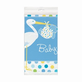 Blue Stork Baby Shower Plastic Tablecloth, 84" x 54"