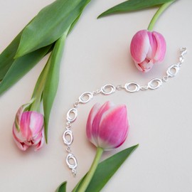 Tuscany Silver Women's Sterling Silver Swirly Oval Links Bracelet of 19cm/7.5"