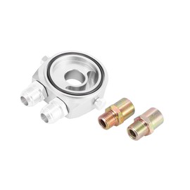 Hihaha Universal Car Aluminum Alloy Oil Filter Cooler Sandwich Thread Plate Adapter Oil Cooler Kit Silver Tone M20x1.5 1/8 NPT Durable Material
