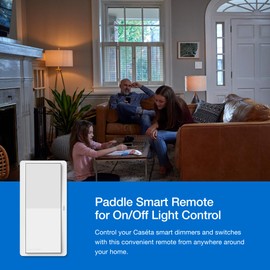 Lutron Paddle Pico Remote for Caseta Smart Dimmers/Switches, On/Off Control, for Table Top or Wallmount Use, PJ2-P2B-GWH, White
