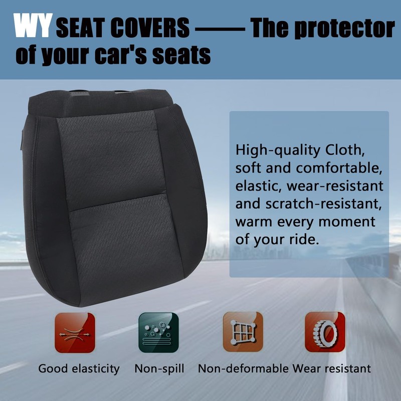 Wyrxalon Black Driver Side Bottom Replacement Cloth Seat Cover Compatible