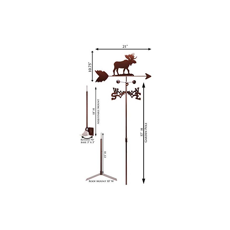 SWEN Products Moose Weathervane (Roof Mount Included)