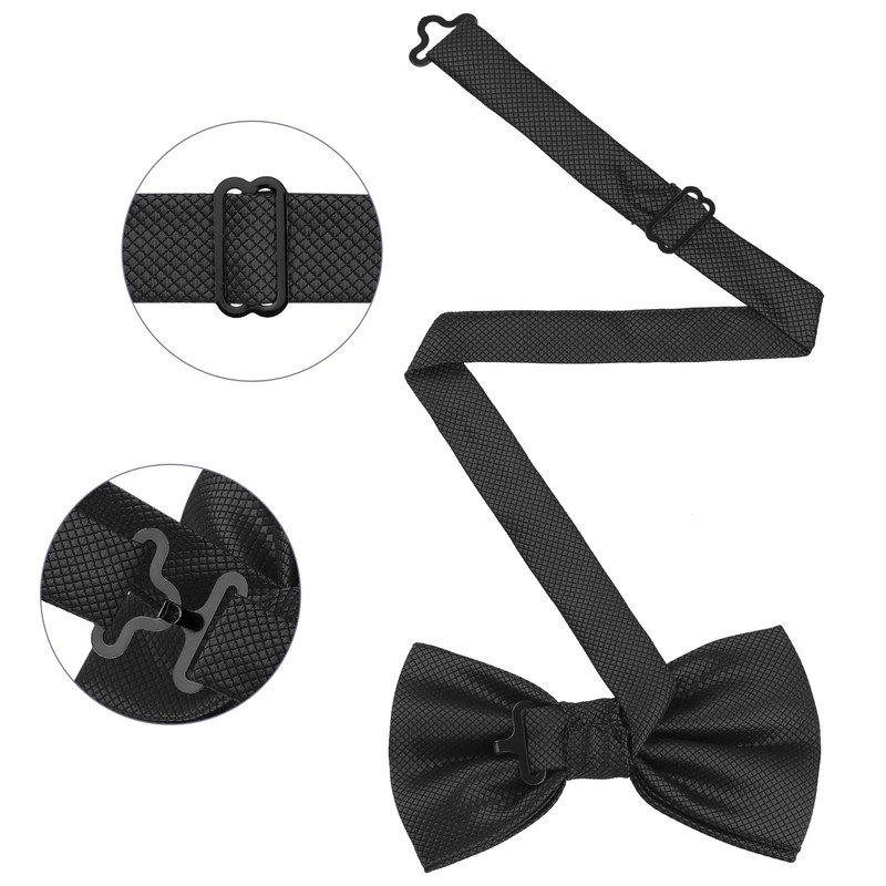 Elerevyo Men's Textured Adjustable Strap Elegant Solid Classic Pre-tied Bow