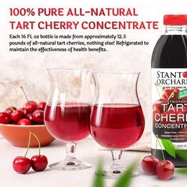 Stanton Orchards Montmorency tart cherry concentrate - Unsweetened 100% Juice Concentrate | All-Natural, Vegan, ORAC Leader, BPA & Gluten Free - 16 OZ 2-Pack