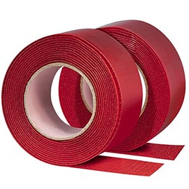 TORRAMI Self Adhesive Hook Loop Tape Roll 2 Inch Wide X 5 Yard Length Red,Double Sided Sticky Heavy Duty Fastener Strips