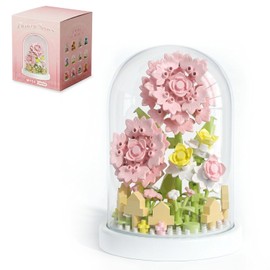 QISHOUTING Carnation Flower Bouquet Mini Building Blocks, 189 PCS- Botanical Collection, Micro Flower Building Toys with Dust Cover, Home Decor and Office Art Creative Gift Women, Mom,Girl - Birthday