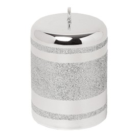 G Decor Silver Ball Three Stripes Candles, Perfect for Decoration, Gift, Dinner Party, Christmas, Family Evenings and Many More (Large Pillar) (Three Stripe Small Pillar)