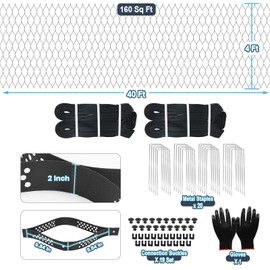 Gravel Grid 40 x 4 FT, 2'' Depth Geo HDPE Grid, Gravel Grid Driveway Stabilization with Gloves, Geo Cell 1900 Lbs Per Sq Ft Load, Ground Grid for Walkway, Parking Lot, Garden Path, Slope Protection