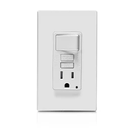 Leviton GFCI Switch Outlet Combo, 15 Amp, Self Test, Tamper-Resistant with LED Indicator Light, Saves Space, GFSW1-W, White