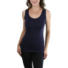 ToBeInStyle Camisola elástica con cuello redondo para mujer, Cuello Redondo Cerrado Espalda - Azul Marino, Talla única