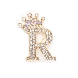 Brooches Pins for Women Crown Initial Brooch Pins Letter Brooch Pins Charms for Socks Rhinestone Lapel Pin for Clothes Hat Bags Fashion Jewelry for Women