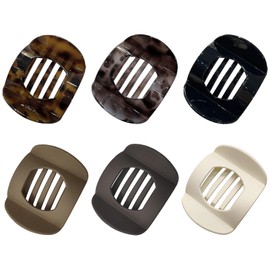 papasgix 6 PCS Flat Hair Clips, Large Flat Claw for Women, Lay Down Clips French Strong Hold No Slip Grip for Thick Curly (Matte+Glossy-Ellipse)