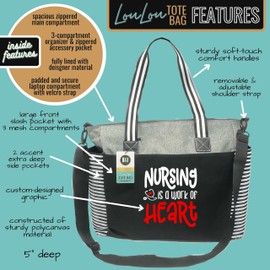 Nurse Tote Bag for Work - Christmas Gifts for Women Large Nursing Bag with Zipper, Pockets & Reliable Straps - Spacious Bags