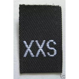 Sean Label 100 PCS WOVEN CLOTHING LABEL SIZE TAGS - BLACK - EXTRA EXTRA SMALL - XXS