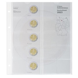 LINDNER Das Original Karat Pre-Printed Sheet 2 Euro Commemorative Coins 'Hamburg 2023' from the German Federal States Series 2023-2038