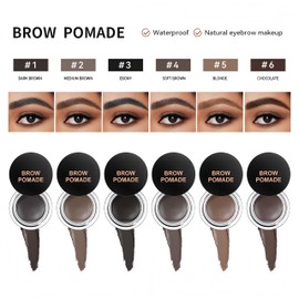 MAEPEOR Eyebrow Pomade 6 Colors Matte Smooth Full-pigmented Brow Pomade Long Lasting Waterproof Natural Brow Gel for All Skin Types and Tones (Matte, 06 Chocolate)
