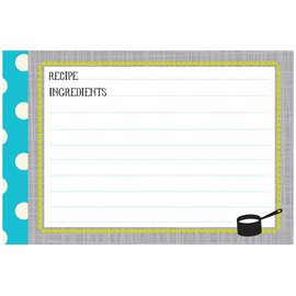 C.R. Gibson Baby Blue and White Polka Dot Blank Recipe Cards, 40pc, 4'' W x 6'' L
