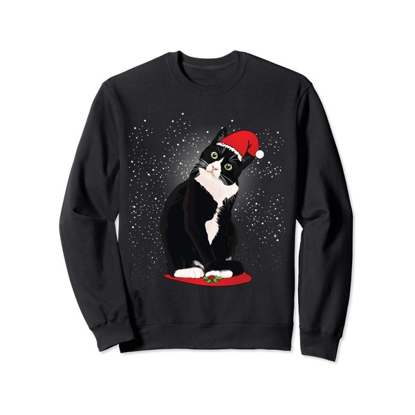 Tuxedo Cat Christmas Santa Claus Snow Winter Costume Gift Sweatshirt