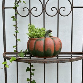 Halloween Pumpkin Resin Flower Pot - Vintage Orange Jack-O-Lantern Planter for Outdoor Garden & Home DecorColor: As Pic, Size: One Size