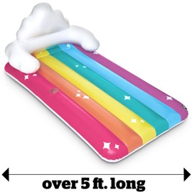 BigMouth Inc. Giant Rainbow Lounge Pool Float, Thick Vinyl Raft, Holds 200 Pounds and Includes Patch Kit