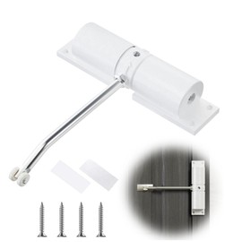 Wmzjnljy 1pc White Automatic Door Closer Quiet and Safe Door Closer Spring Adjustable Quiet and Safe Storm Door Closer Easy to Install Auto Door Closer to Convert Hinged Doors for Self-Closing(Z49-1)