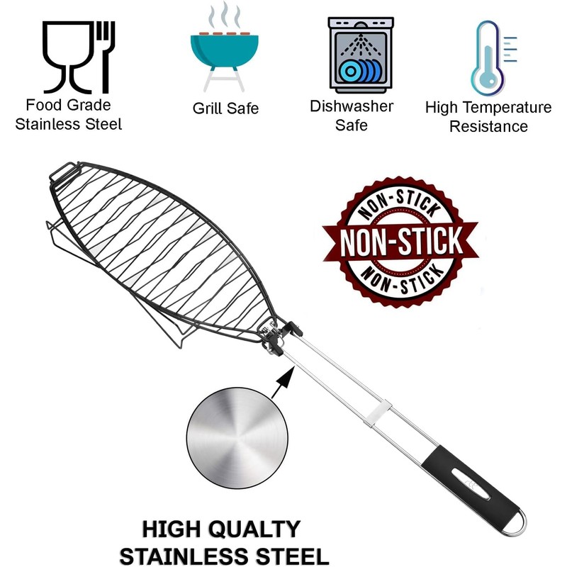 RTT Fish Grill Basket 2 Packs - Premium Stainless Steel