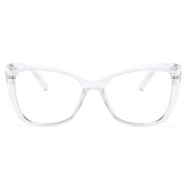 OWTXIS Oversized Cat-Eye Reading Glasses for Women Men, Lightweight Large Readers Trendy Eyeglasses (Transparent, +1.50)