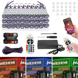 WICHEMI Storefront LED Lights Bluetooth APP Control LED Modules for Signs 100ft 200PCS 3 Led 5050 SMD RGB LED Strip Lights Business Window Lights Super Bright Waterproof for Store Advertising Décor