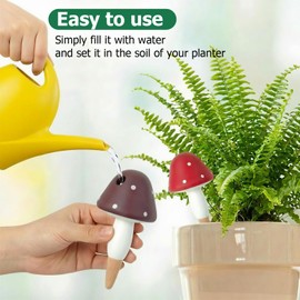 Prashent Plant Watering Globes, 8 Pack Self-Watering Terracotta Spikes - Mushroom Shape Irrigation Devices for Indoor & Outdoor Plants, Slow Release Watering System
