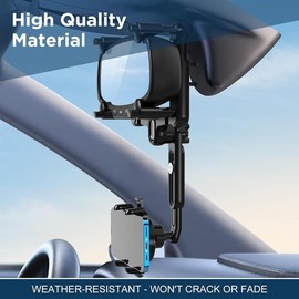 Universal Rearview Mirror Phone Mount For Car, 360° Rotatable and Retractable Phone Holder Navigator Bracket For Car,Compatible With Most 4-7 In Phones