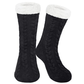 Justay Sowarm Cuddly socks for men, hut socks, warm stopper socks, fluffy socks, winter socks, thick socks, Christmas socks, black