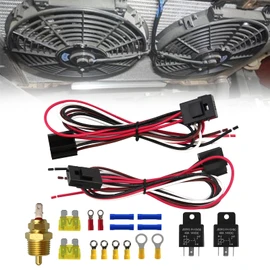 RYANSTAR RACING Dual Electric Fan Relay Kit with Radiator Electric Fan Thermostat Kit Fan Temperature Sensor Switch 185 On 175 Off Electric Cooling Fan Thermostat Kit 4 Pin 40 AMP Waterproof Relay Kit
