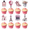 32Pcs Paris Party Cupcake Topper Pick Eiffel Tower Bicycle High
