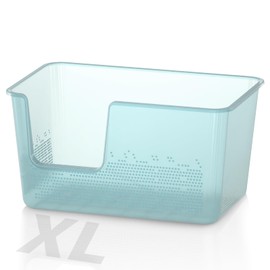 LoopTime Extra Large Cat Litter Box with High Sided,24.8" Lx11.4 Wx13 H,Clear Jelly Color, Jumbo Litter Box for Big Cats,XL Cat Box for Multiple Cats,Kitty,Giant,Anti-Splashing,Easy to Clean (Blue)