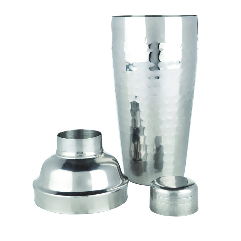 Viski Admiral Hammered Metal Cocktail Shaker, Silver