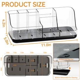 Yieach Tooth Brush Holder,Toothpaste Holder and Toiletry Bathroom Sink Organizer,7 Slots Family Size Adults,Men and Kid Electric Toothbrush and Toothpaste Counter Top Organizer and Storage Caddy,Black