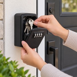 4-Digit Combination Key Lock Box for Outdoor Key Storage – Aluminum Alloy Wall-Mounted Key Safe for Home & Rentals