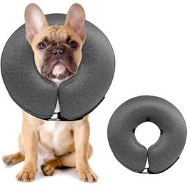 MIDOG Dog Cone Collar, Inflatable Dog Neck Donut Collar Alternative After Surgery, Soft Protective Recovery Cone for Small Medium Large Dogs and Cats Puppies - Alternative E Collar (Gray, M+)