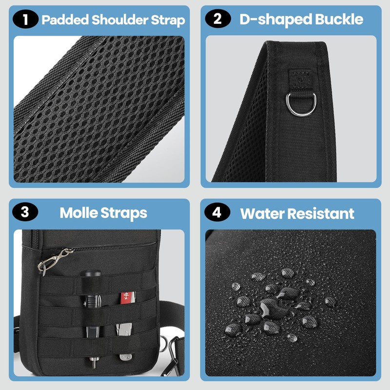 Sling Bag, Tactical Anti Theft Crossbody Bag with Zipper Lock