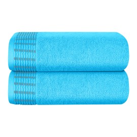 MALLONI HOME Cotton 2 Pack Oversized Bath Towel Set 28x55 inches, Large Bath Towels, Ultra Absorbant Compact Quickdry & Lightweight Towel, Ideal for Gym Travel Camp Pool - Turquoise Blue