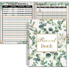 Eucalyptus Record Book Sage Greenery Teacher Record Book Green Leaves Record Book Office Supplies Favors Gift for Teacher Classroom Eucalyptus Decor Double-Sided Color Printing 9’’X11’’ (65 pages)