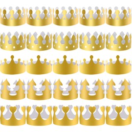 SIQUK 40 Pieces Paper Crowns Golden Party Crown Hats Paper King Crowns for Party and Birthday Celebration