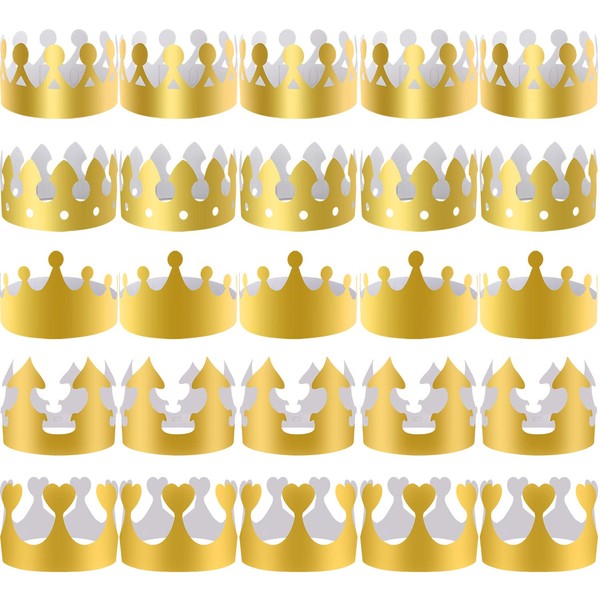 SIQUK 40 Pieces Paper Crowns Golden Party Crown Hats Paper